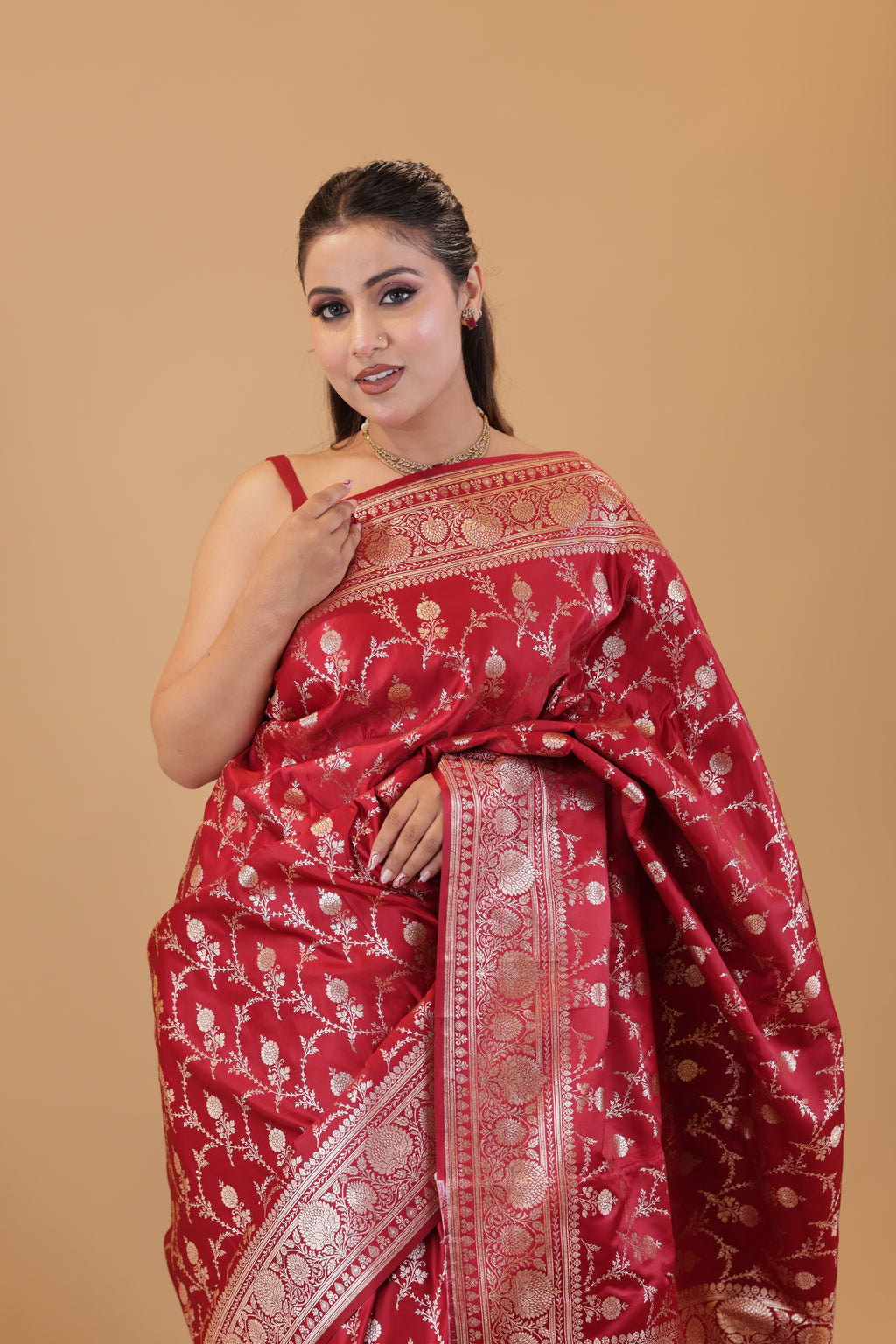 Royal Red Katan Silk Saree
