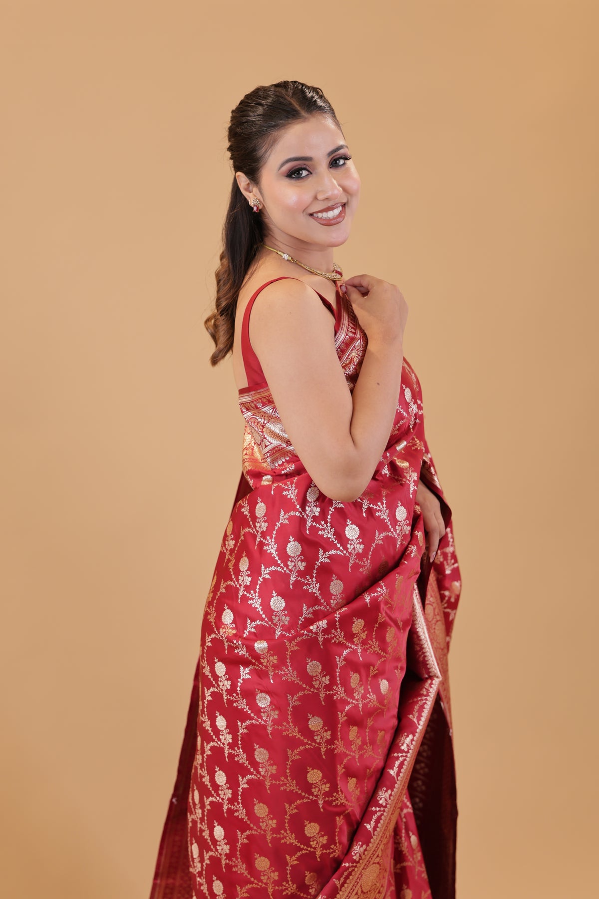 Royal Red Katan Silk Saree
