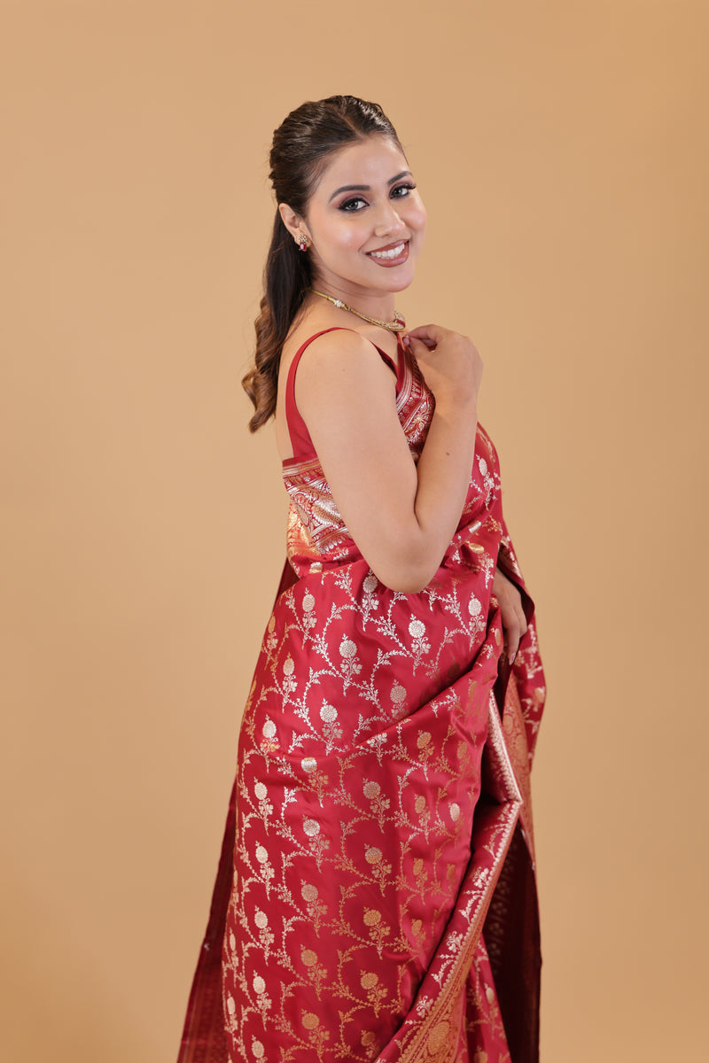 Royal Red Katan Silk Saree