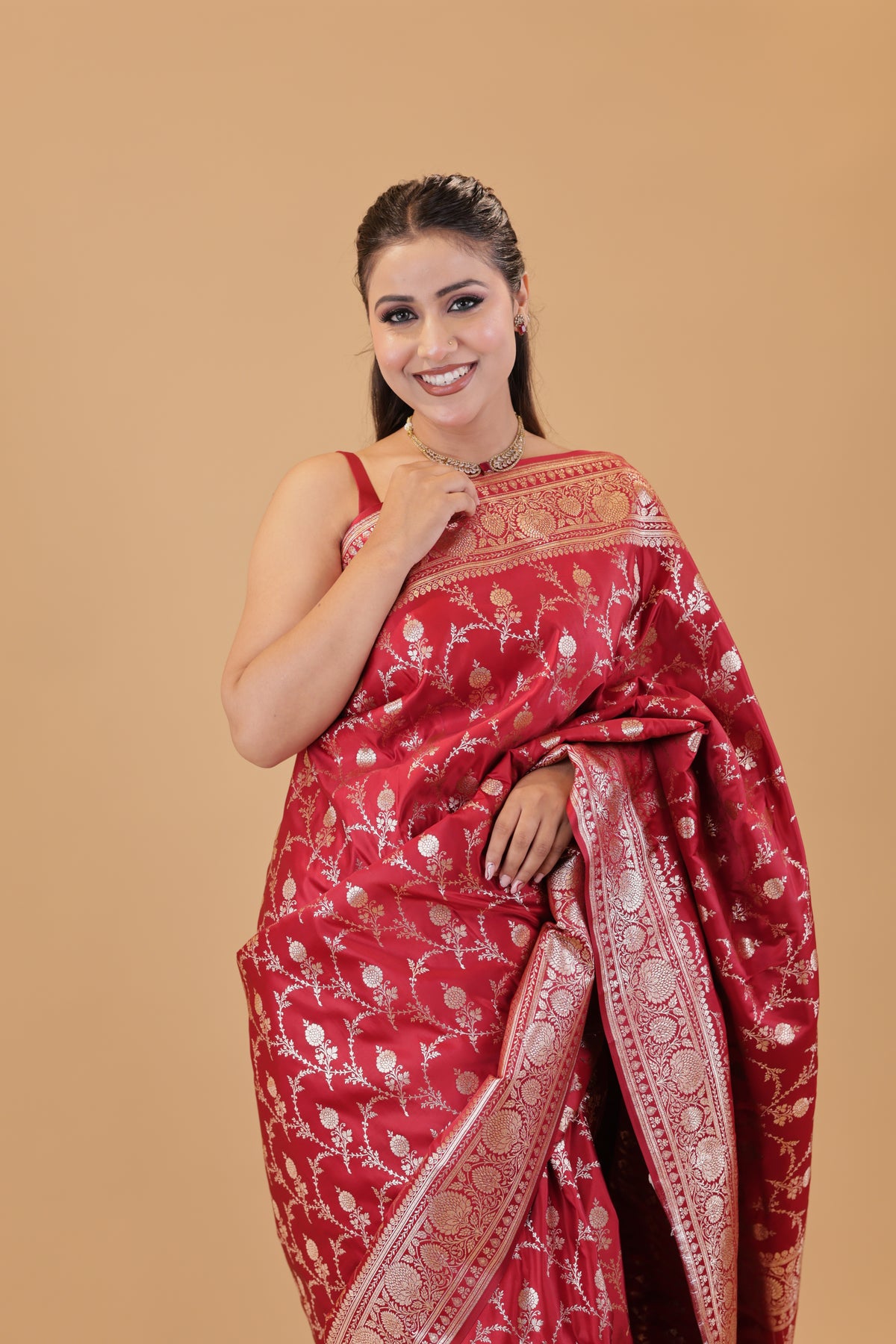Royal Red Katan Silk Saree
