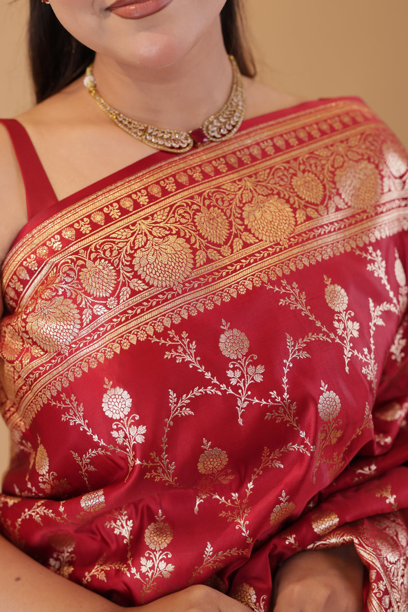 Royal Red Katan Silk Saree