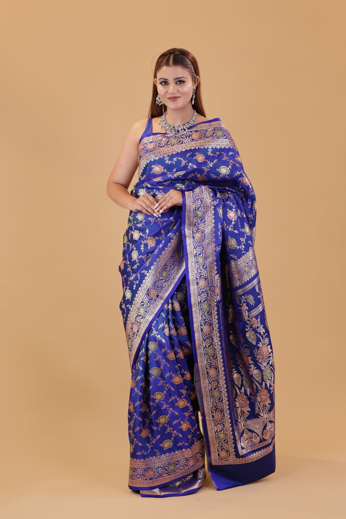 Royal Blue Katan Meenakari Jaal