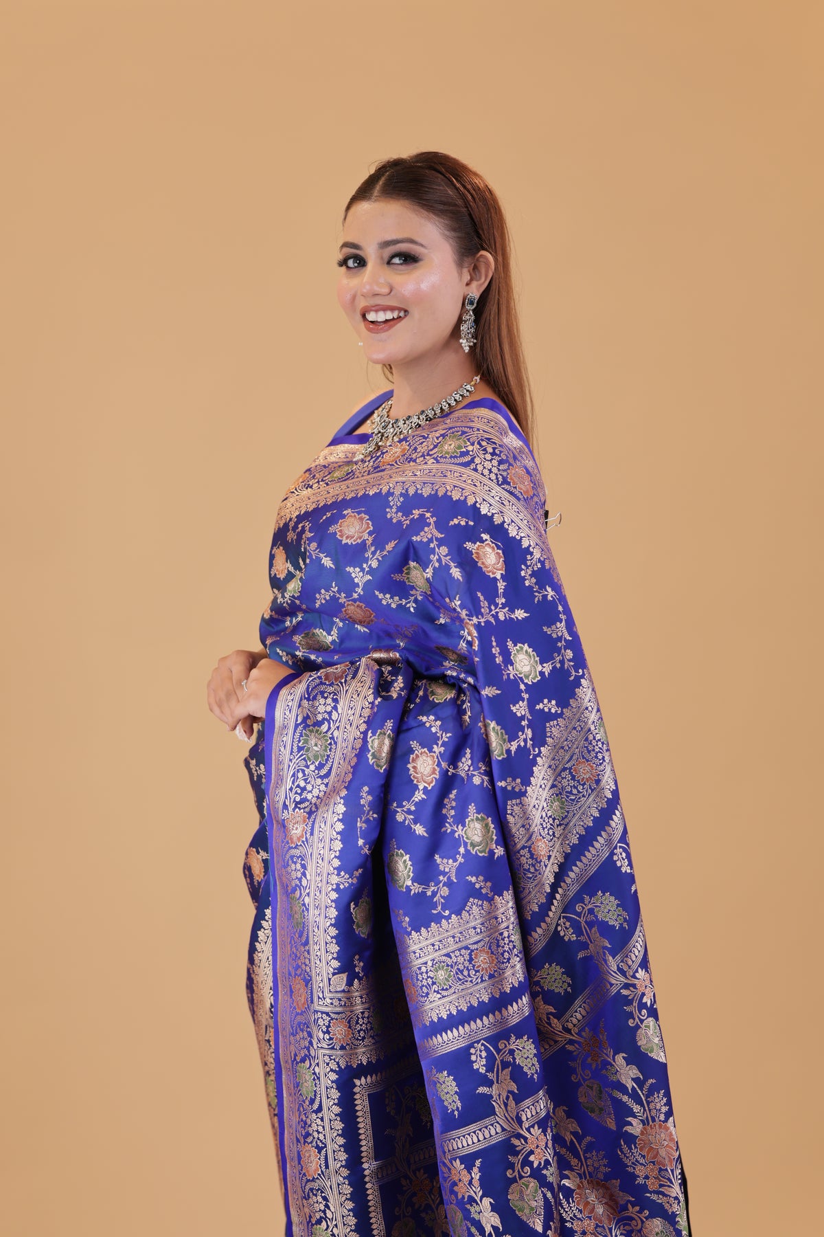 Royal Blue Katan Meenakari Jaal