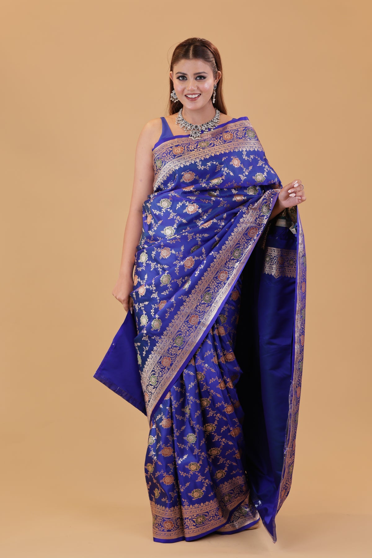 Royal Blue Katan Meenakari Jaal