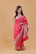 Pink Leheriya Silk Saree
