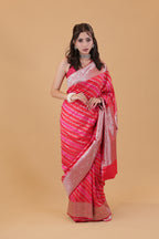 Pink Leheriya Silk Saree