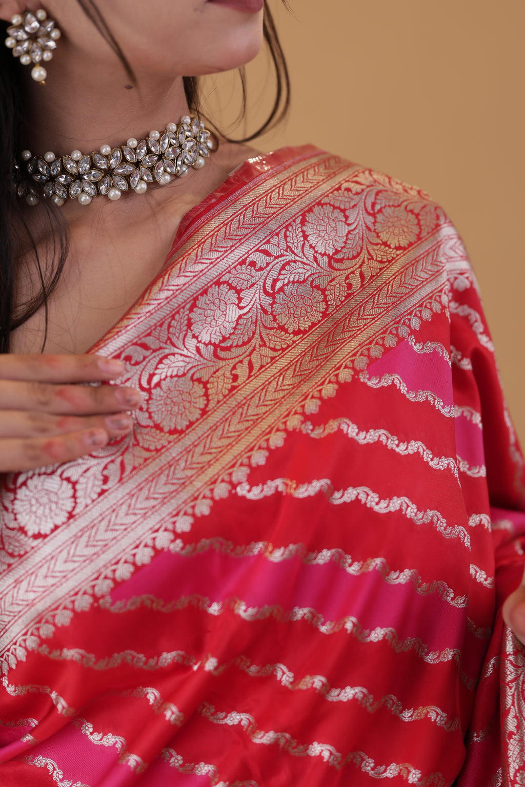 Pink Leheriya Silk Saree
