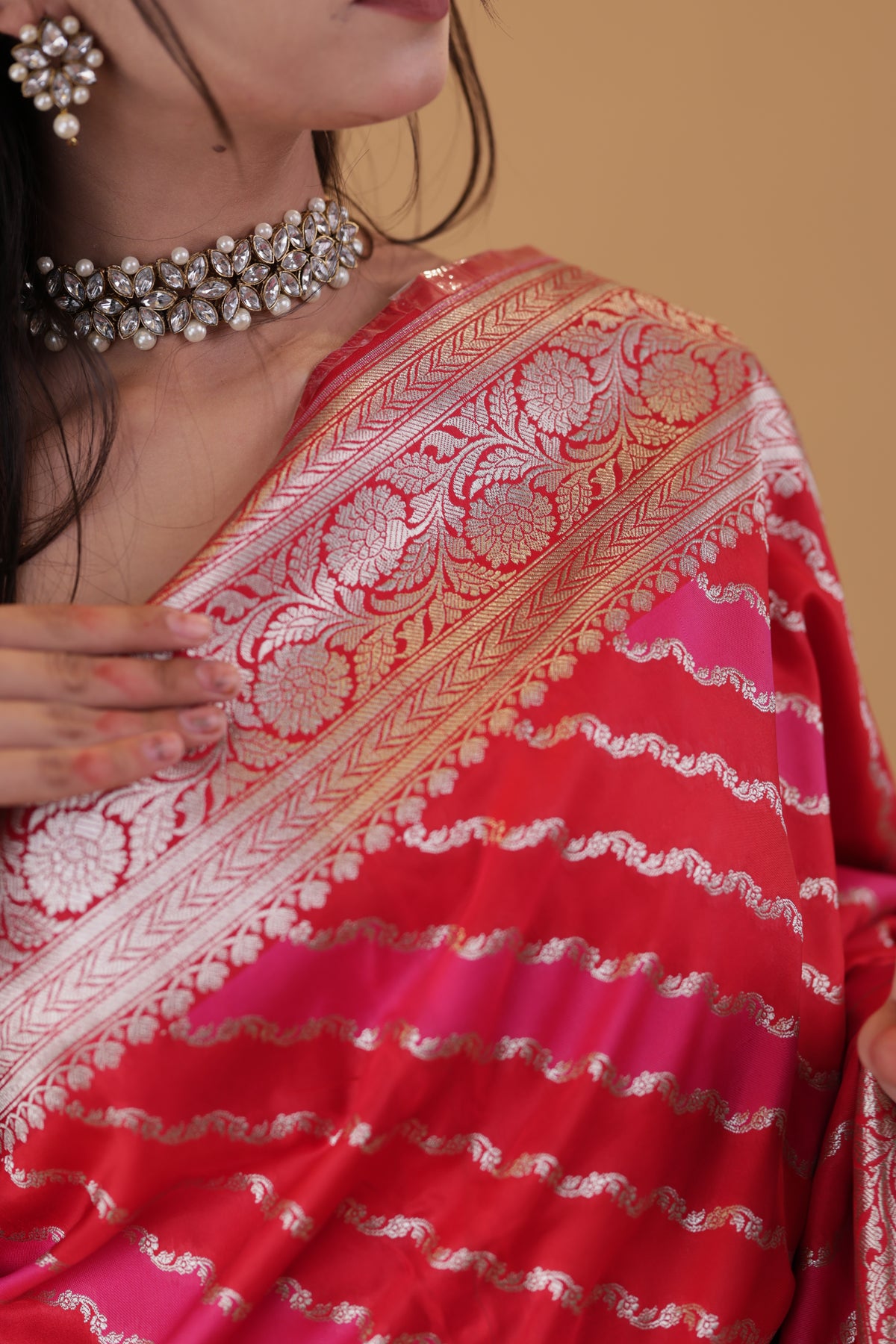 Pink Leheriya Silk Saree