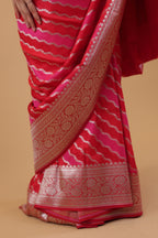 Pink Leheriya Silk Saree