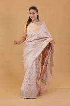 Pastel Katan Tanchoi Meenakari Saree