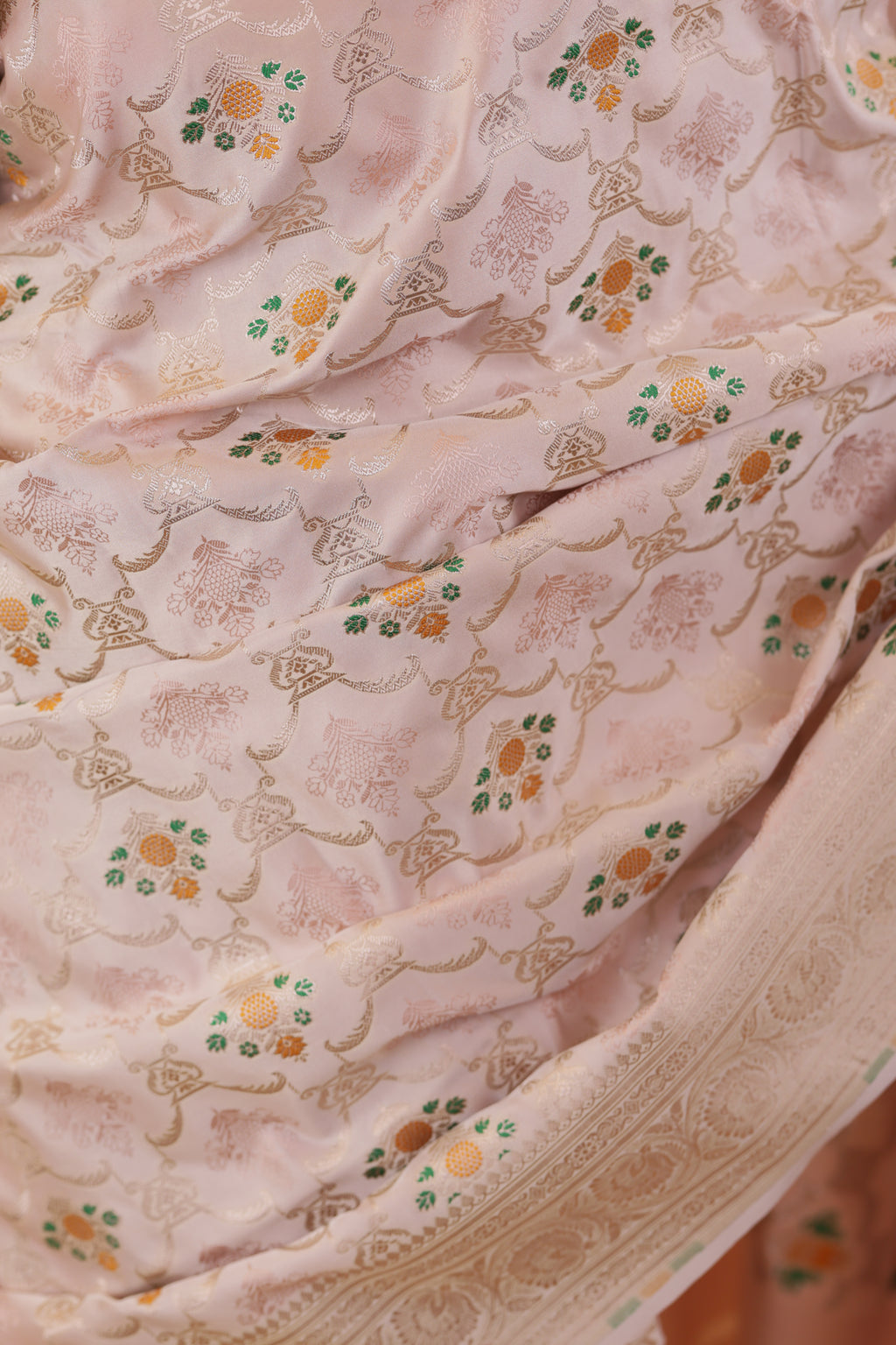 Pastel Katan Tanchoi Meenakari Saree