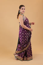Purple-Green Contrast Silk Saree