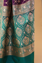 Purple-Green Contrast Silk Saree