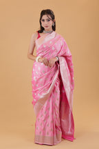 Pastel Pink Silver Zari Saree