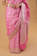 Pastel Pink Silver Zari Saree