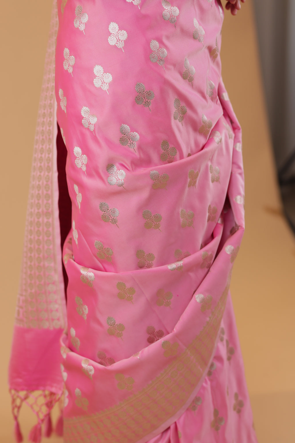 Pastel Pink Silver Zari Saree