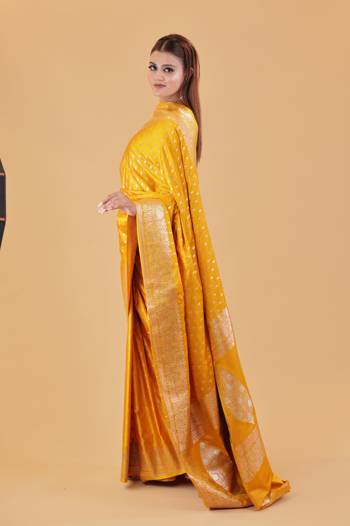 Mustard Meenakari Katan Silk