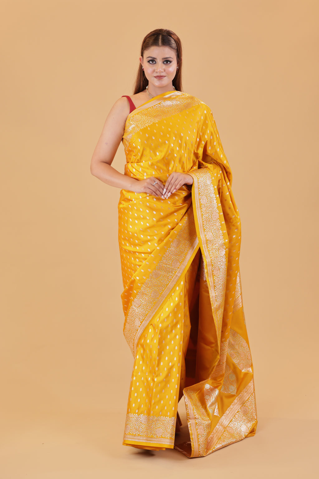 Mustard Meenakari Katan Silk
