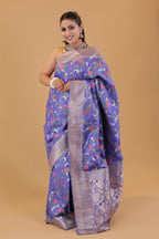 Lavender  Floral Jaal Katan Silk