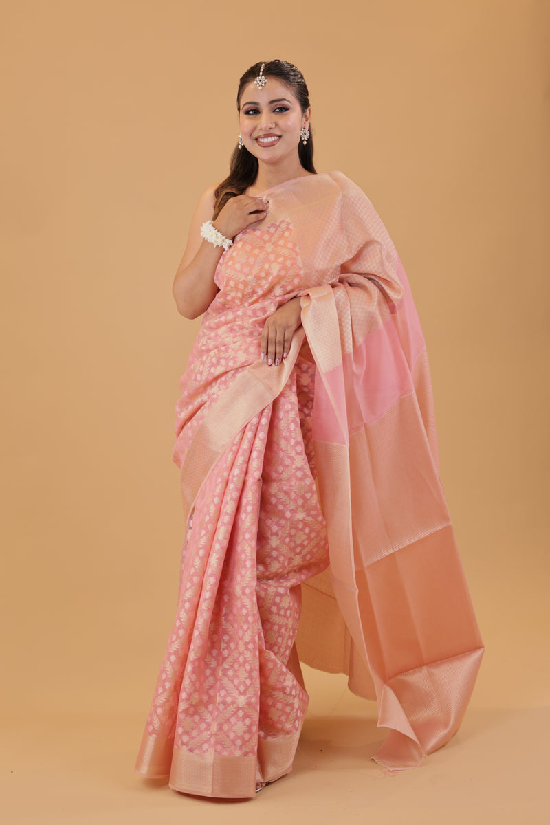 Pink Kota Cotton Saree