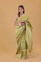 Neon Parrot Green Shimmery Saree