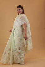 Light Green Organza Thread Saree