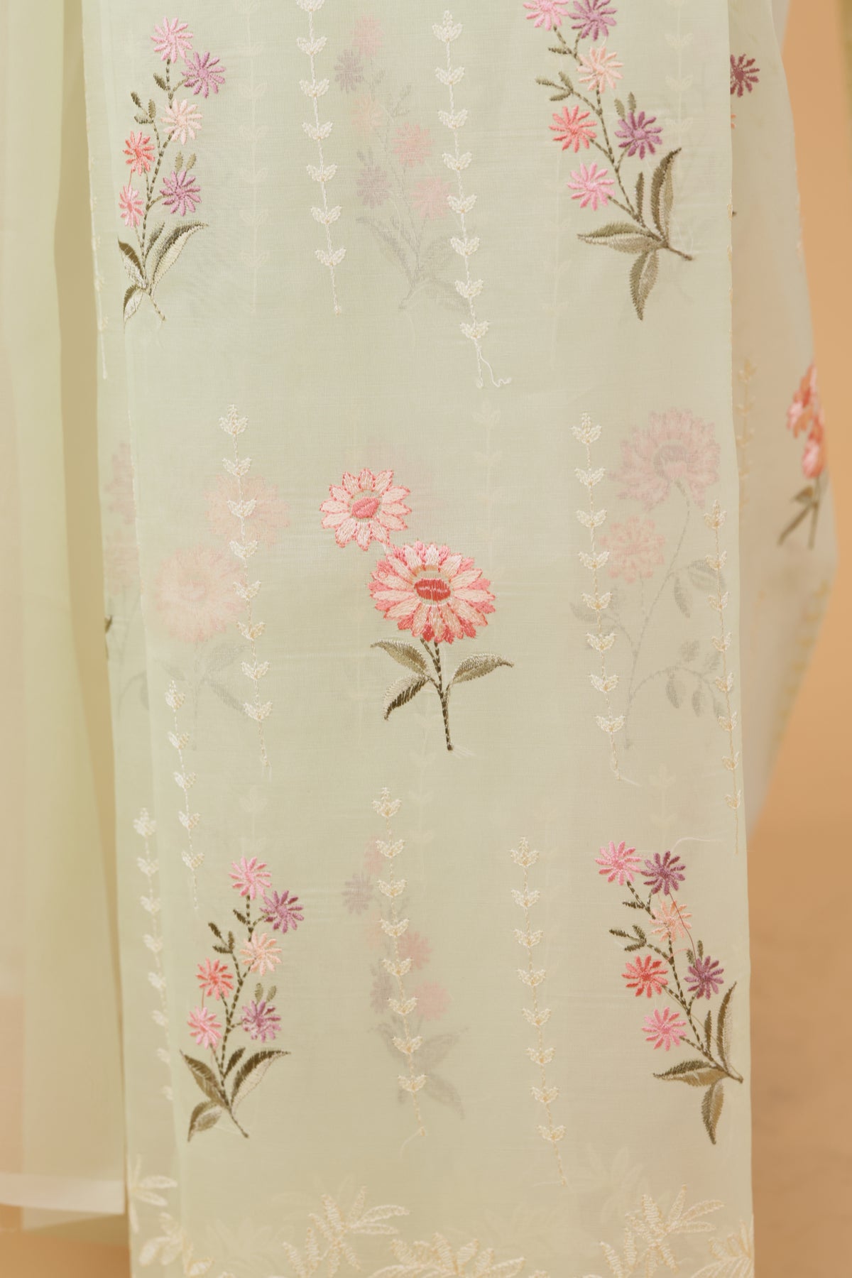 Light Green Organza Thread Saree