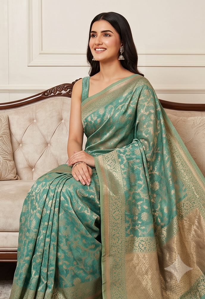 Sea Green Kota Cotton Saree