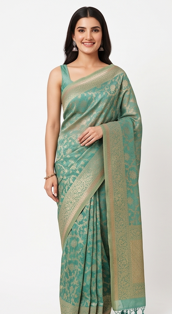 Sea Green Kota Cotton Saree