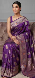 Purple Banarasi Meenakari Saree