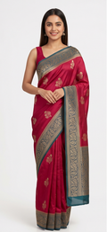 Magenta Pink Meenakari floral Banarasi
