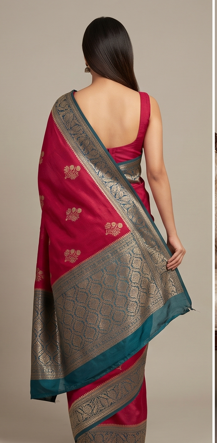 Magenta Pink Meenakari floral Banarasi