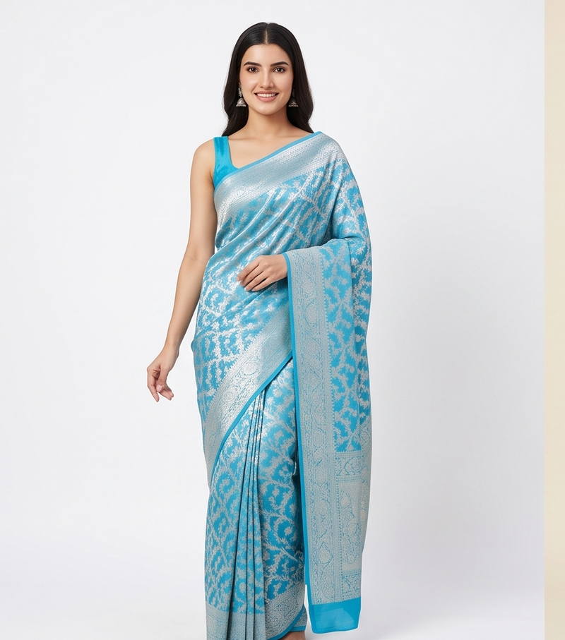 Sky Blue Georgette Saree