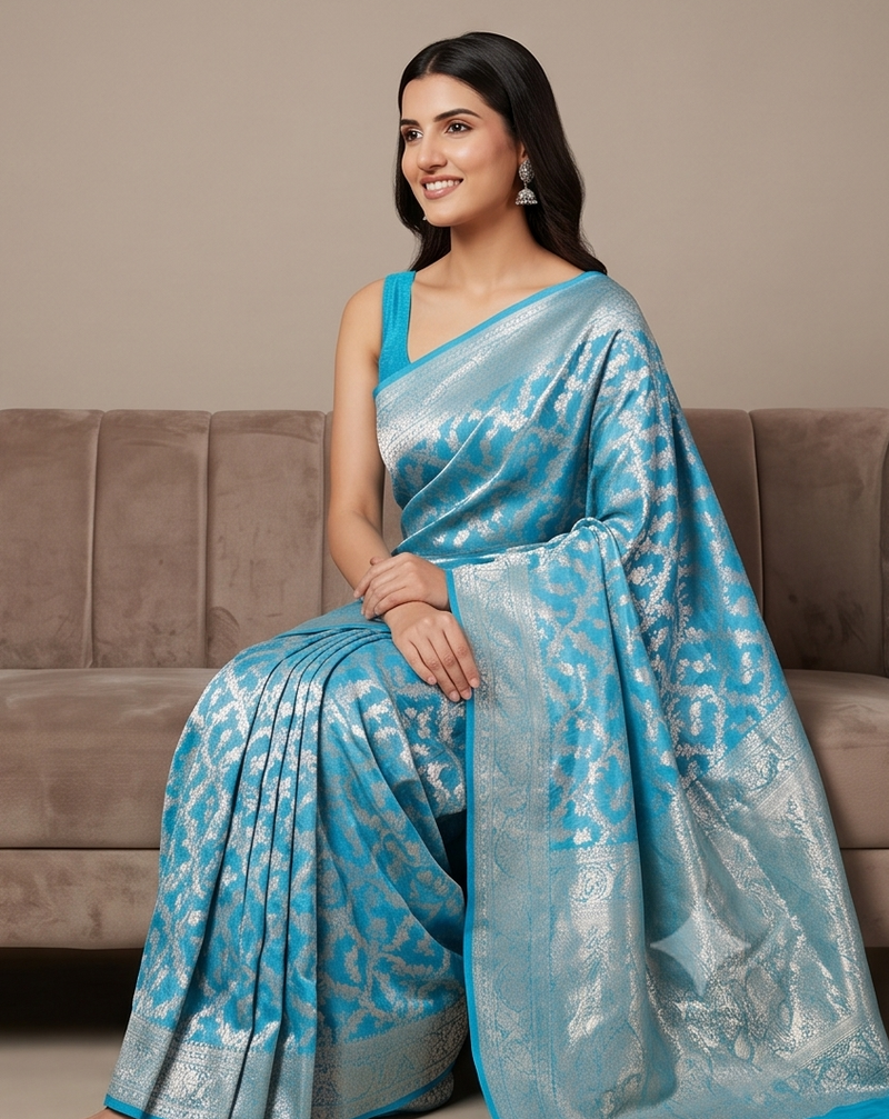 Sky Blue Georgette Saree