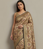 Golden Tissue Peacock Motifs Saree