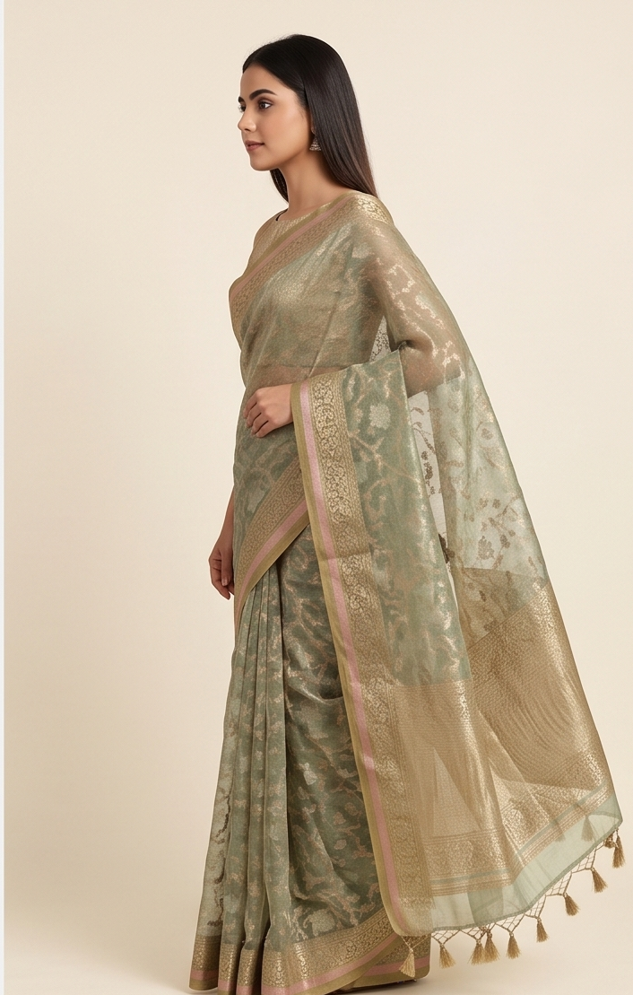Light Green Kota Cotton Saree