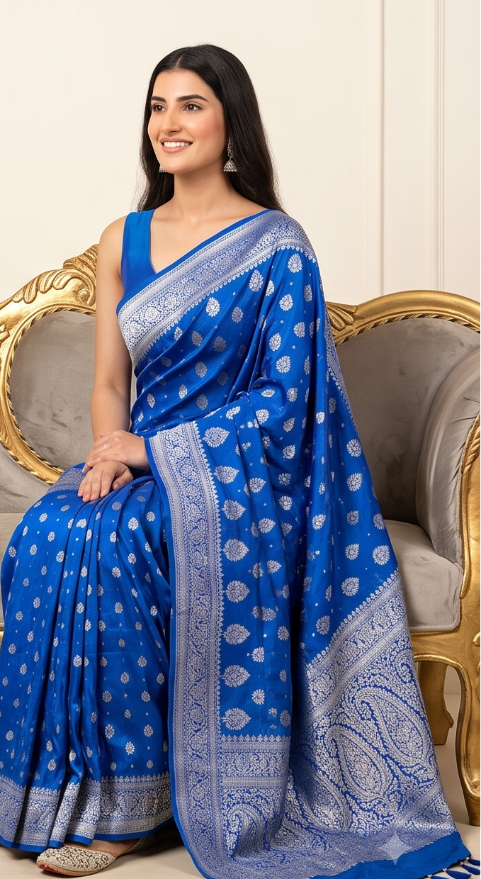Navy Blue Georgette Saree