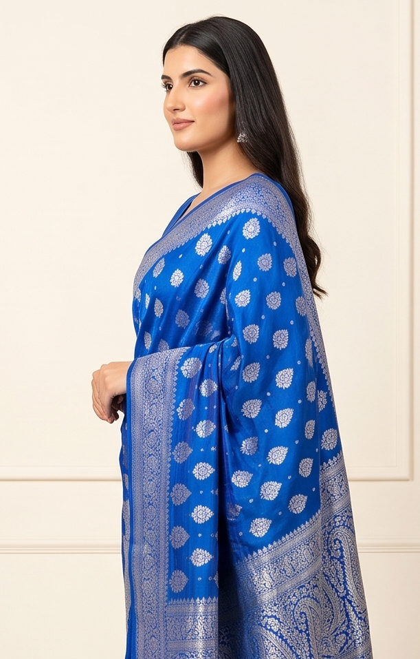 Navy Blue Georgette Saree