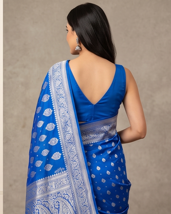 Navy Blue Georgette Saree