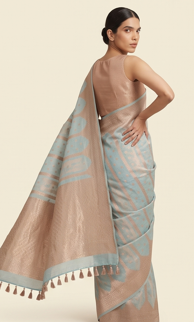 Light Blue Pastel Organza Saree