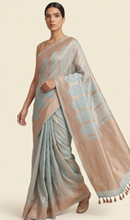 Light Blue Pastel Organza Saree