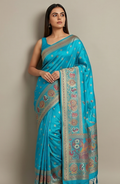 Ferozi Pashmina Jaal Zari Saree