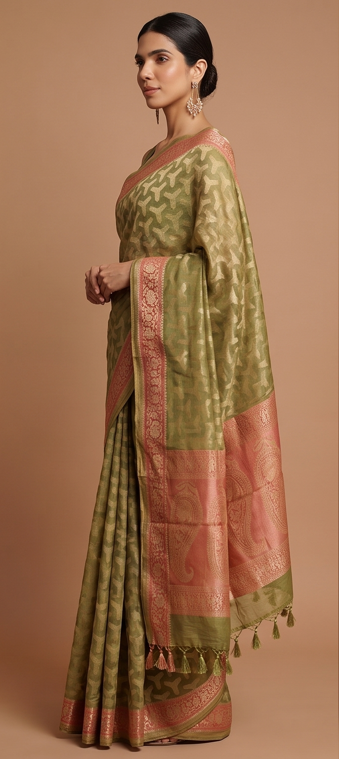 Parrot Cotton Thread work Saree