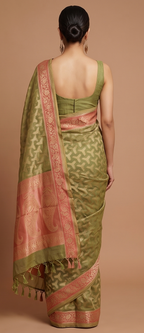 Parrot Cotton Thread work Saree