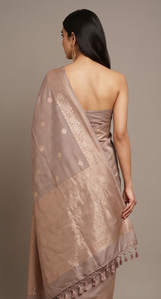 Beige Cotton Saree Booti
