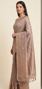 Beige Cotton Saree Booti