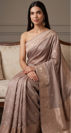 Beige Cotton Saree Booti
