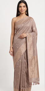 Beige Cotton Saree Booti