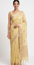 Light Lemon Zari Booti Saree