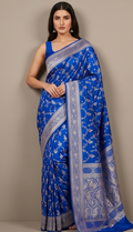 Blue Silk Zari Jaal Saree